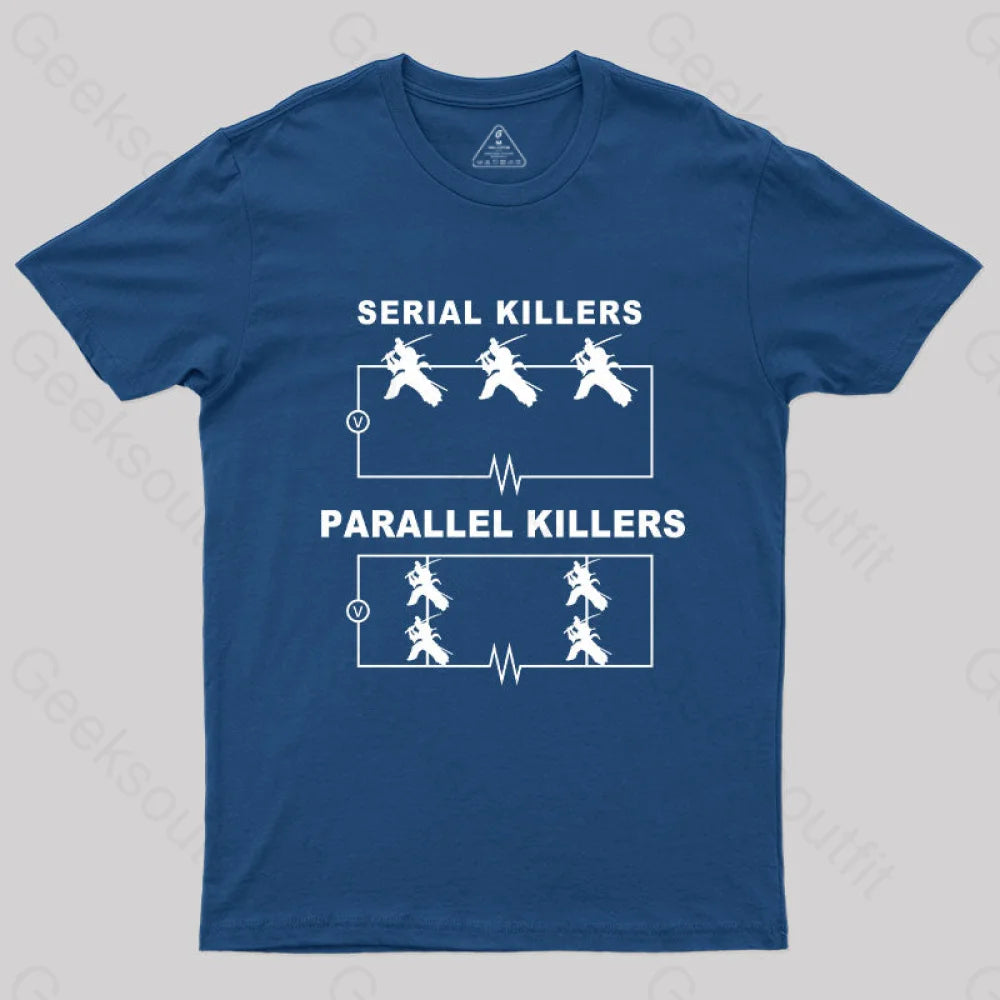 Serial Killers Vs Parallel Circuit Diagram Geek Science T-Shirt Navy / S Yc