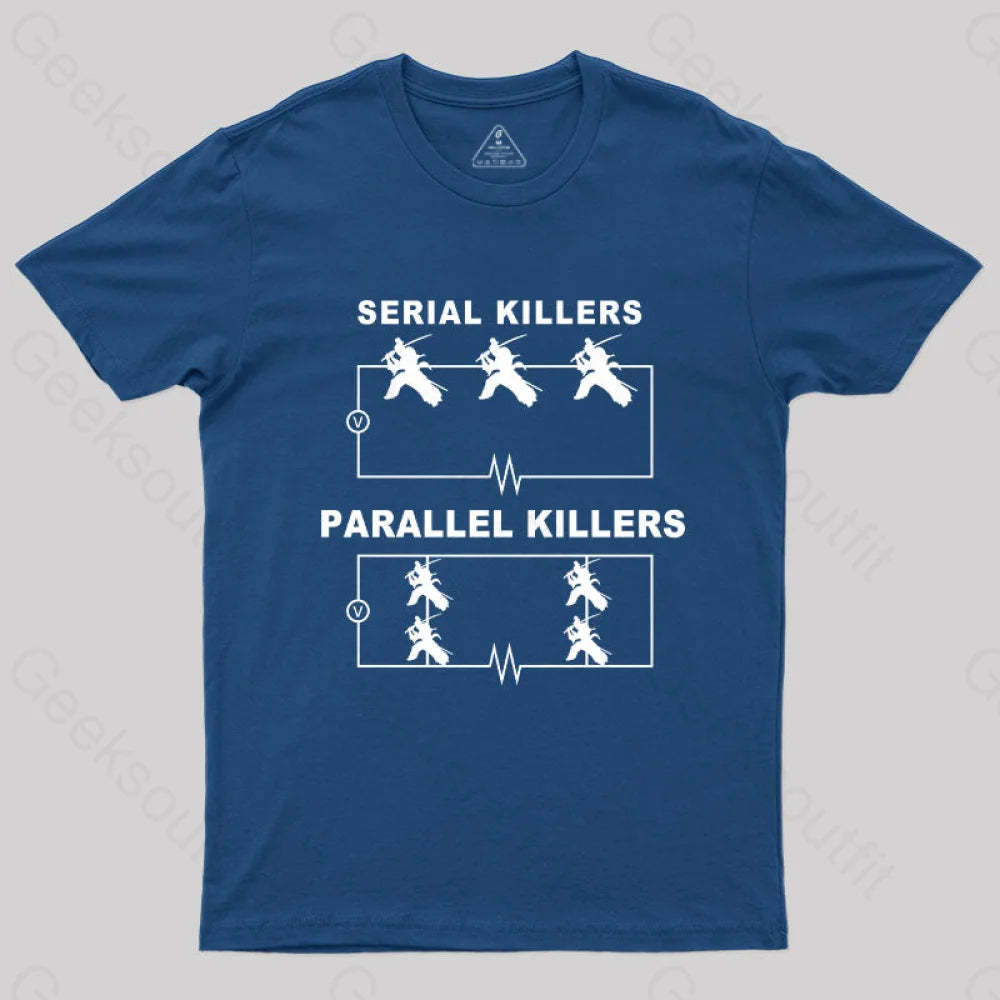 Serial Killers Vs Parallel Circuit Diagram Geek Science T-Shirt Navy / S Yc