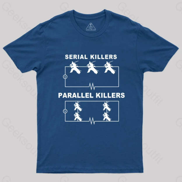 Serial Killers Vs Parallel Circuit Diagram Geek Science T-Shirt Navy / S Yc