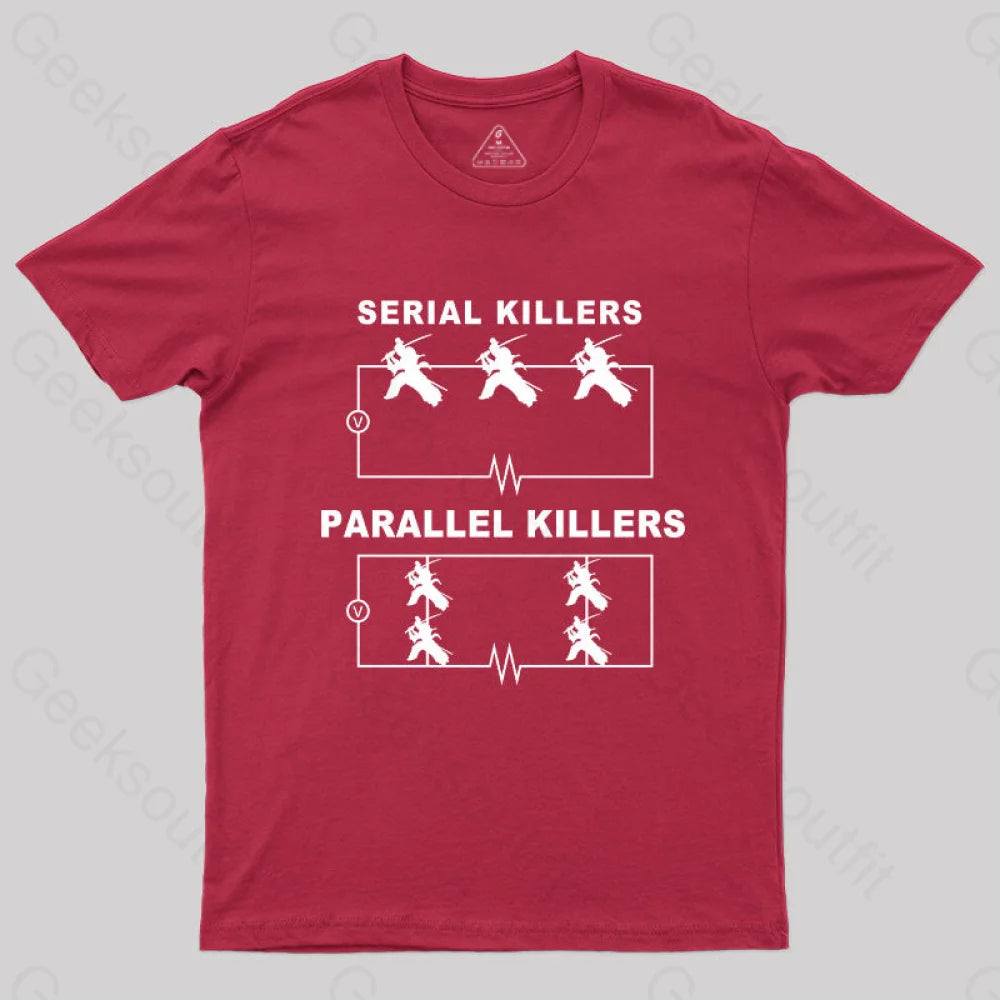 Serial Killers Vs Parallel Circuit Diagram Geek Science T-Shirt Red / S Yc