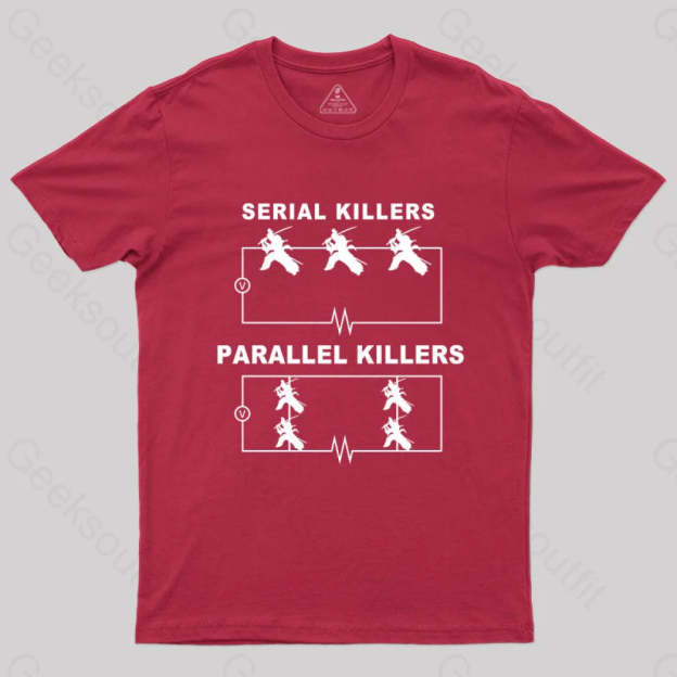 Serial Killers Vs Parallel Circuit Diagram Geek Science T-Shirt Red / S Yc