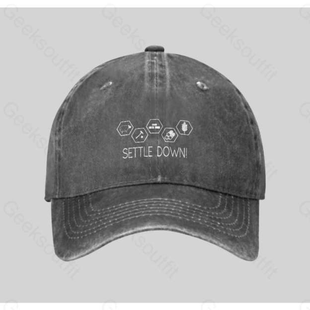 Settle Down Board Game Washed Vintage Baseball Cap Grey