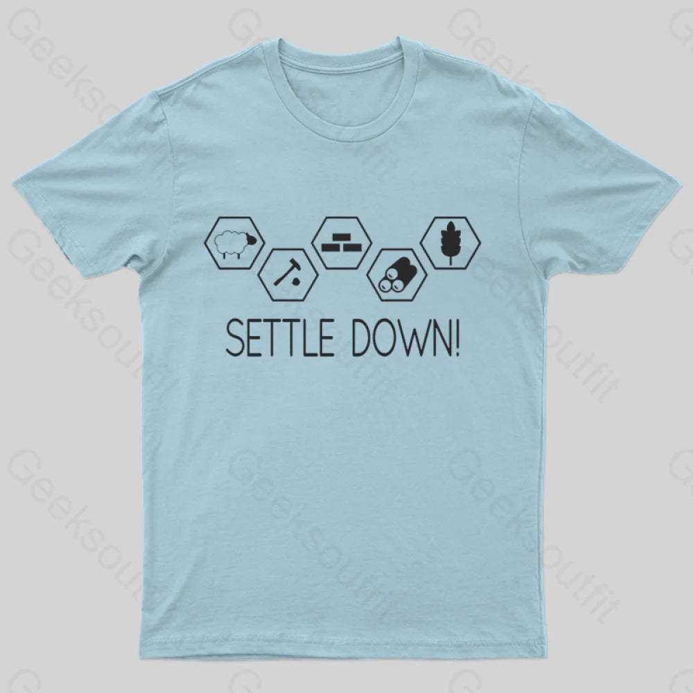 Settle Down Geek T-Shirt Light Blue / S