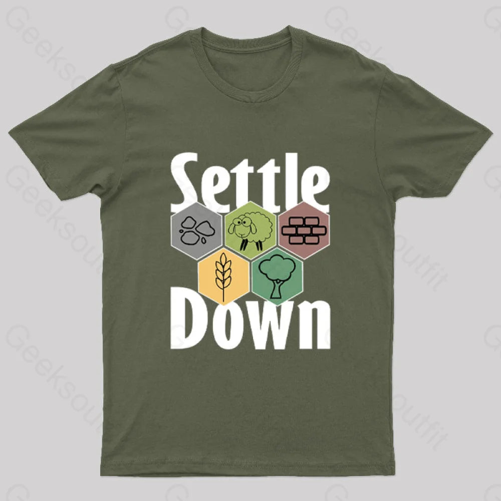 Settle Down Nerd T-Shirt Army Green / S
