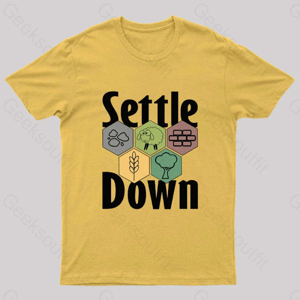 Settle Down Nerd T-Shirt Yellow / S