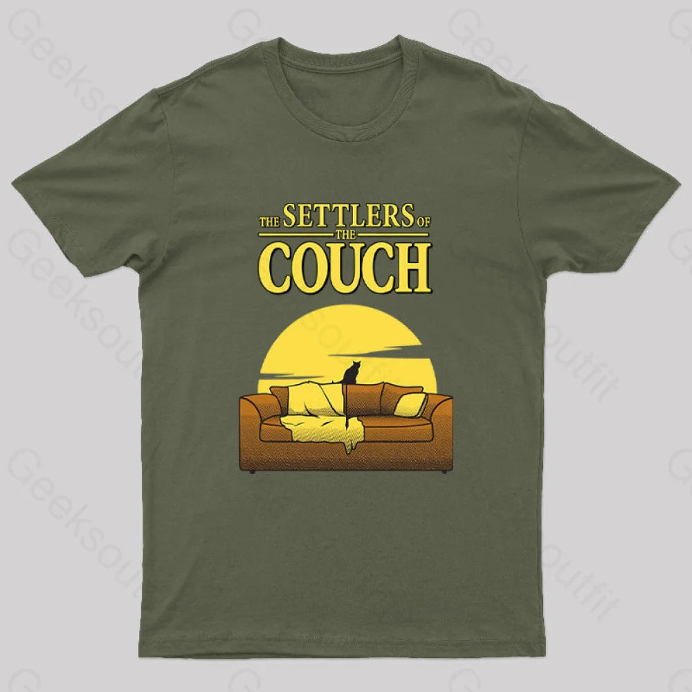Settlers Of The Couch Geek T-Shirt Army Green / S