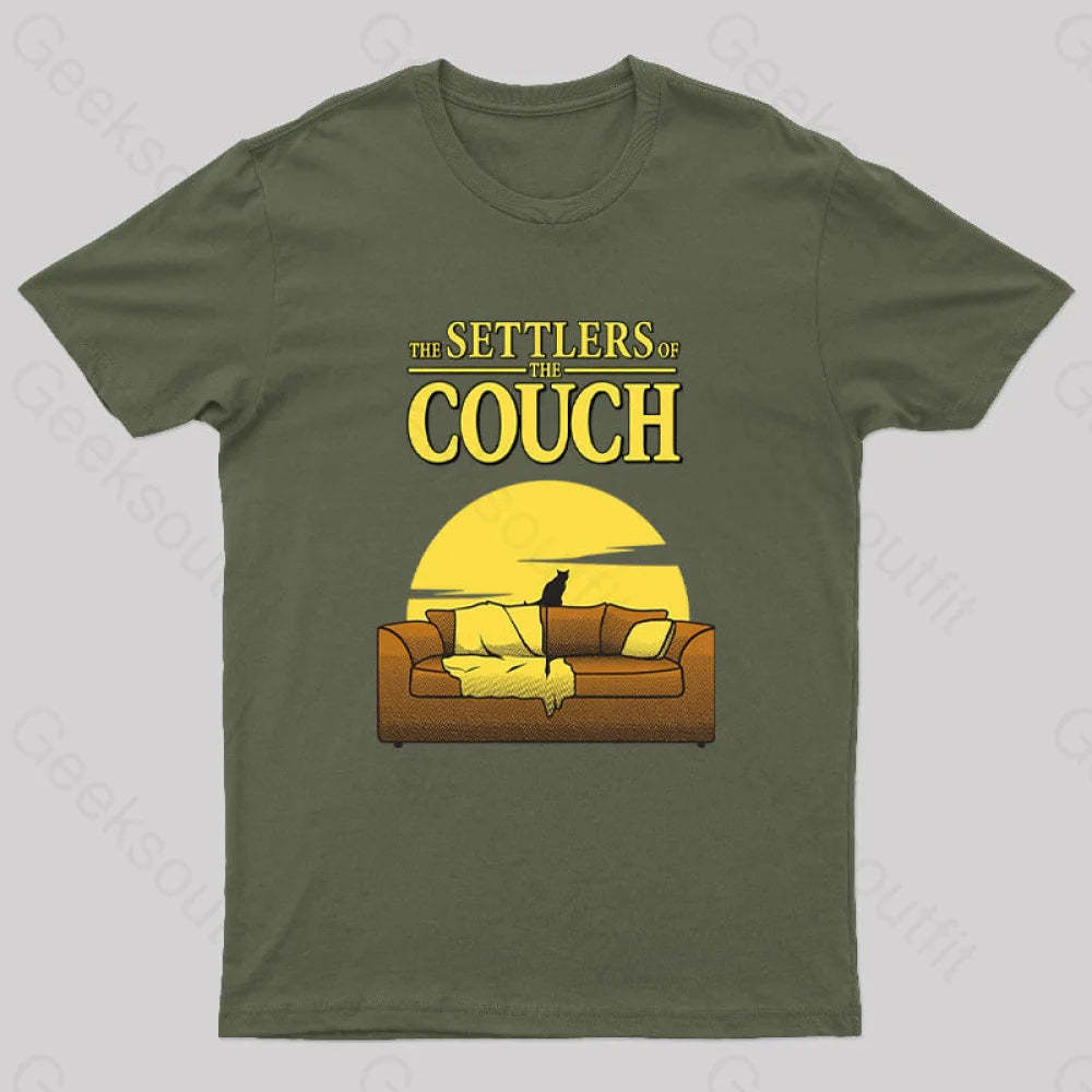 Settlers Of The Couch Geek T-Shirt Army Green / S