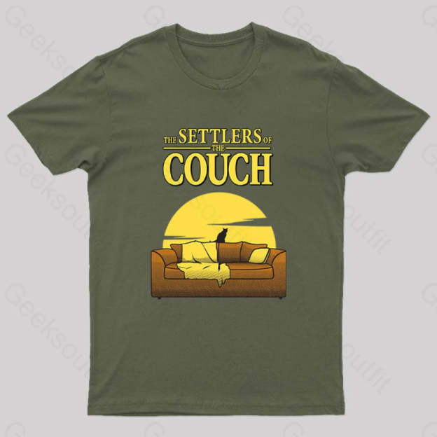 Settlers Of The Couch Geek T-Shirt Army Green / S