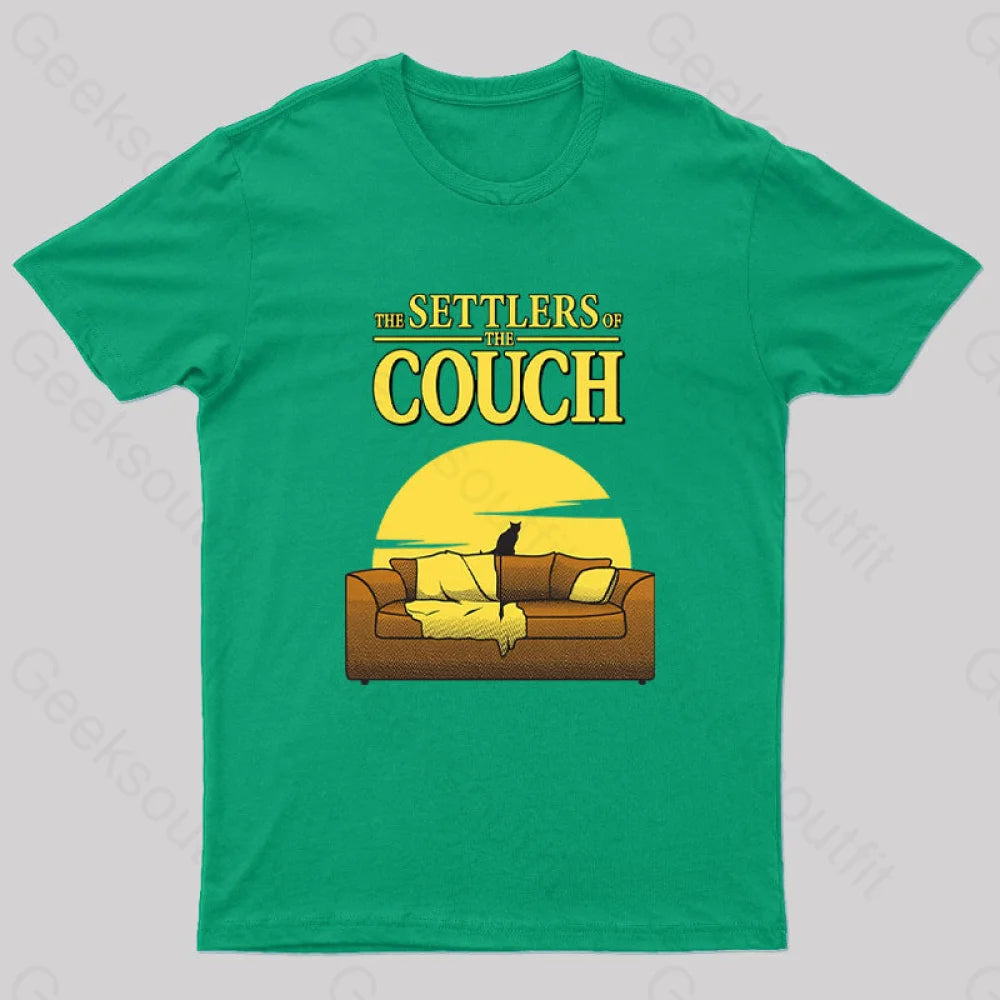 Settlers Of The Couch Geek T-Shirt Green / S
