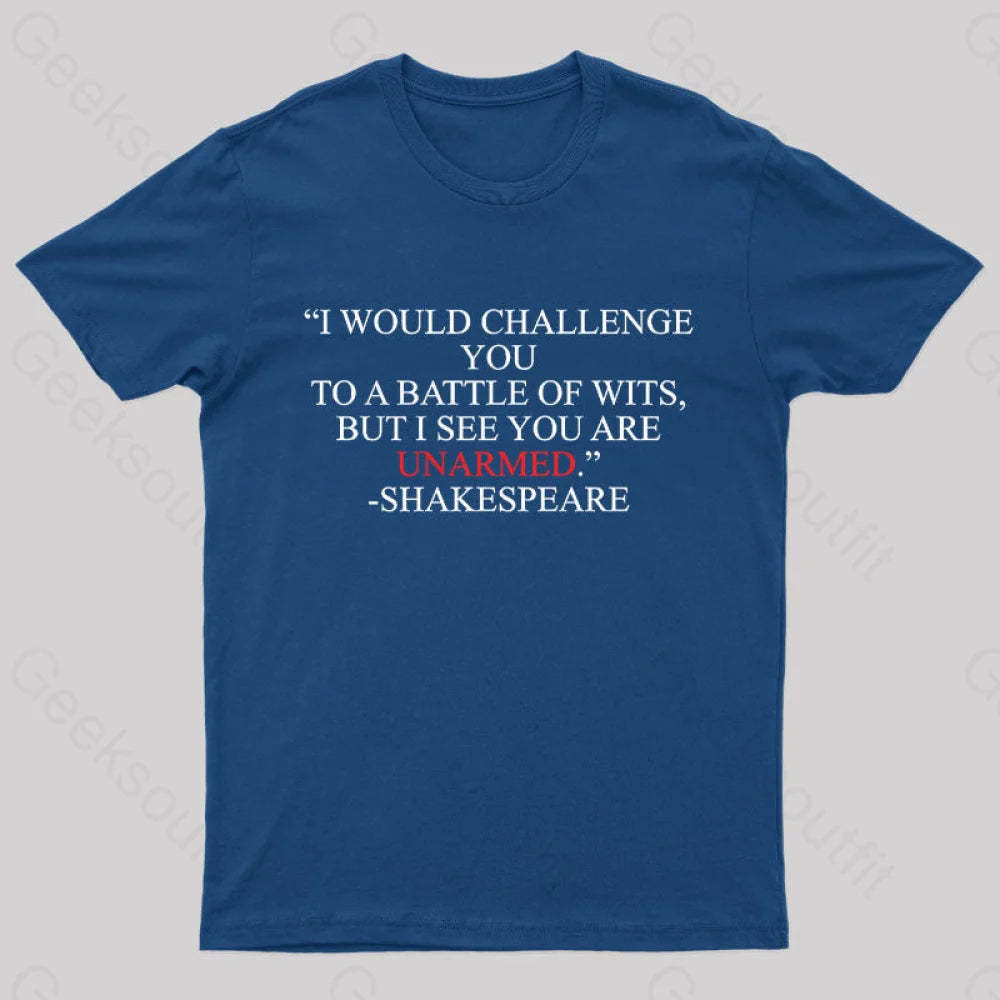 Shakespeare Battle Of Wits Geek T-Shirt Navy / S