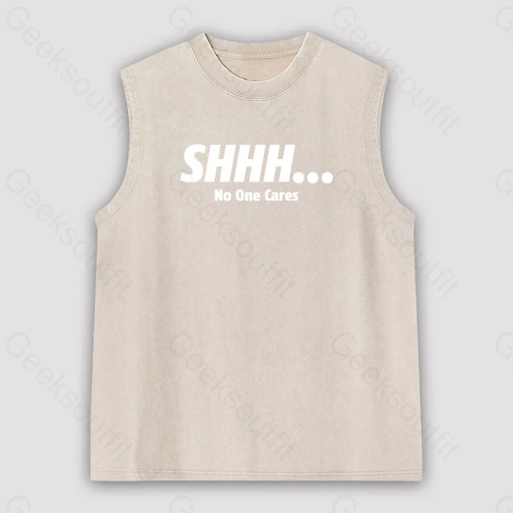 Shhh No One Cares Unisex Washed Tank Apricot / S
