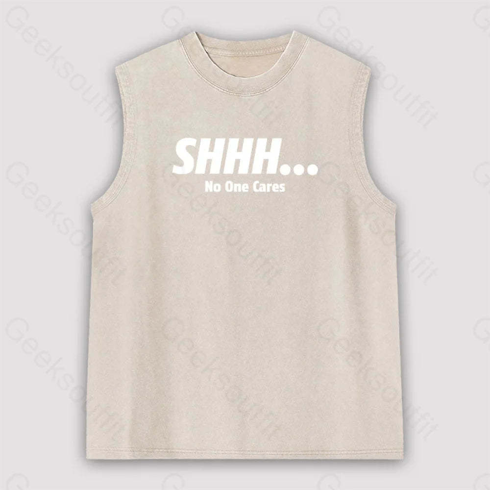 Shhh No One Cares Unisex Washed Tank Apricot / S
