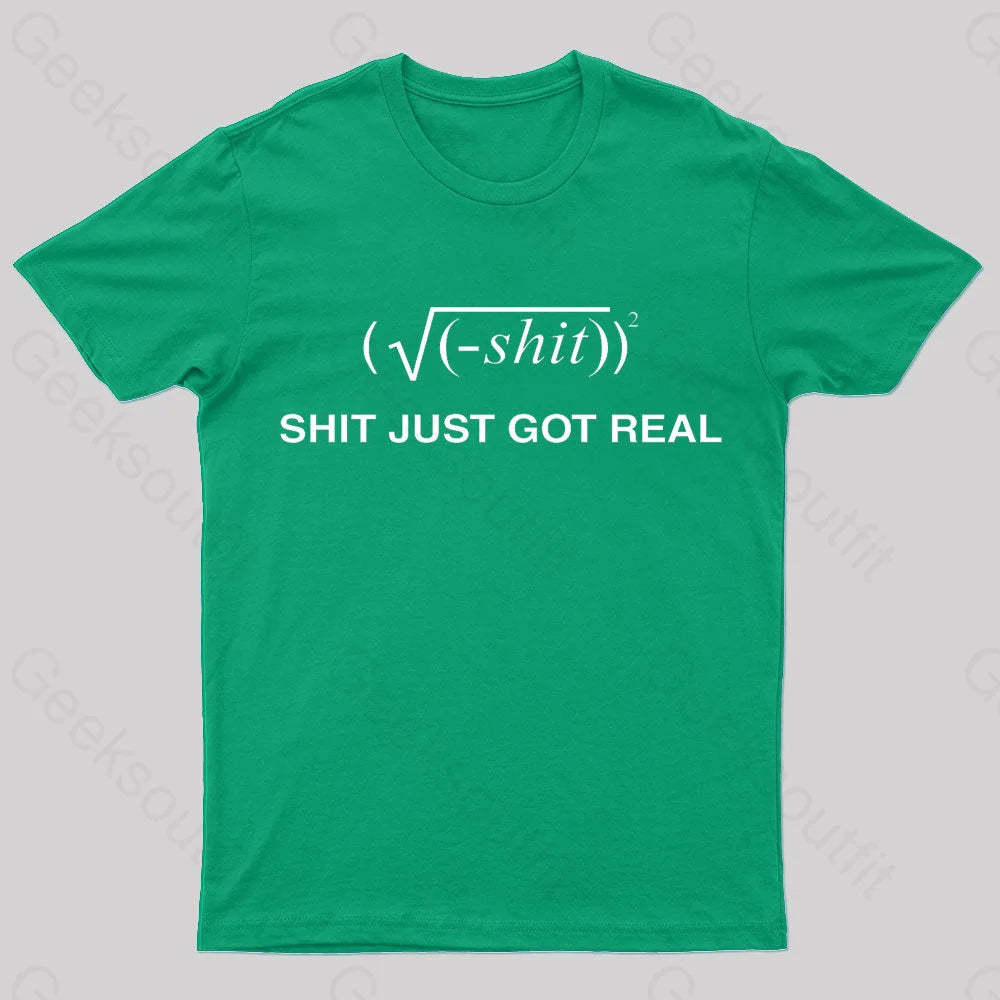 Shit Just Got Real Nerd T-Shirt Green / S