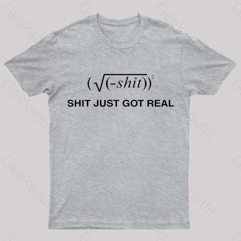 Shit Just Got Real Nerd T-Shirt Grey / S