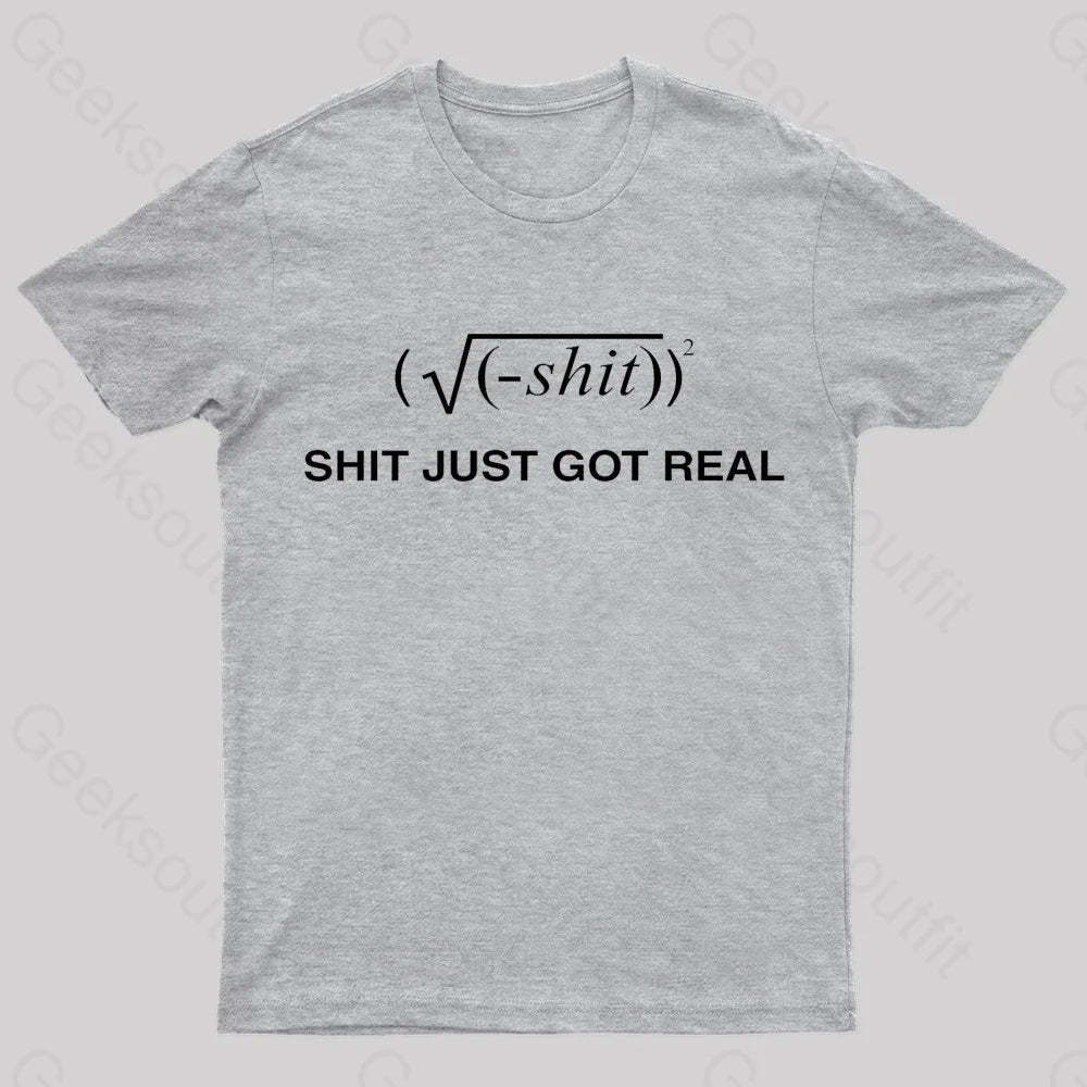 Shit Just Got Real Nerd T-Shirt Grey / S