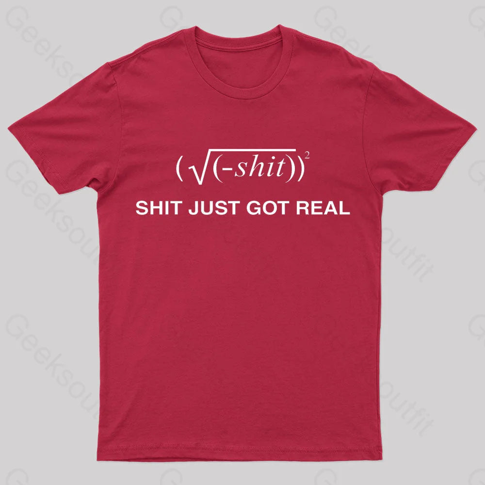 Shit Just Got Real Nerd T-Shirt Red / S