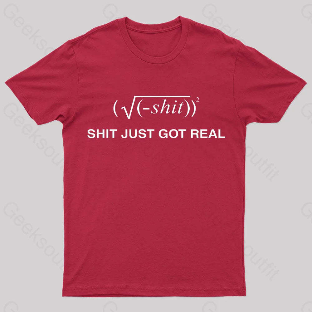 Shit Just Got Real Nerd T-Shirt Red / S