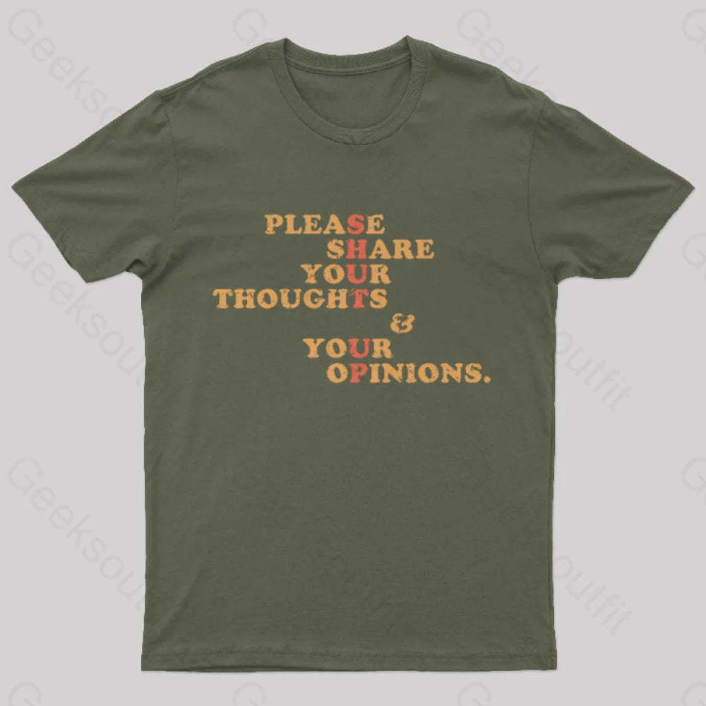 Shut Up And Talk Nerd T-Shirt Army Green / S