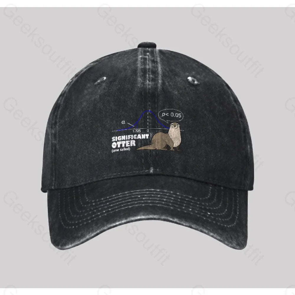 Significant Otter Washed Vintage Baseball Cap Black