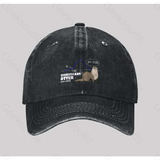 Significant Otter Washed Vintage Baseball Cap Black