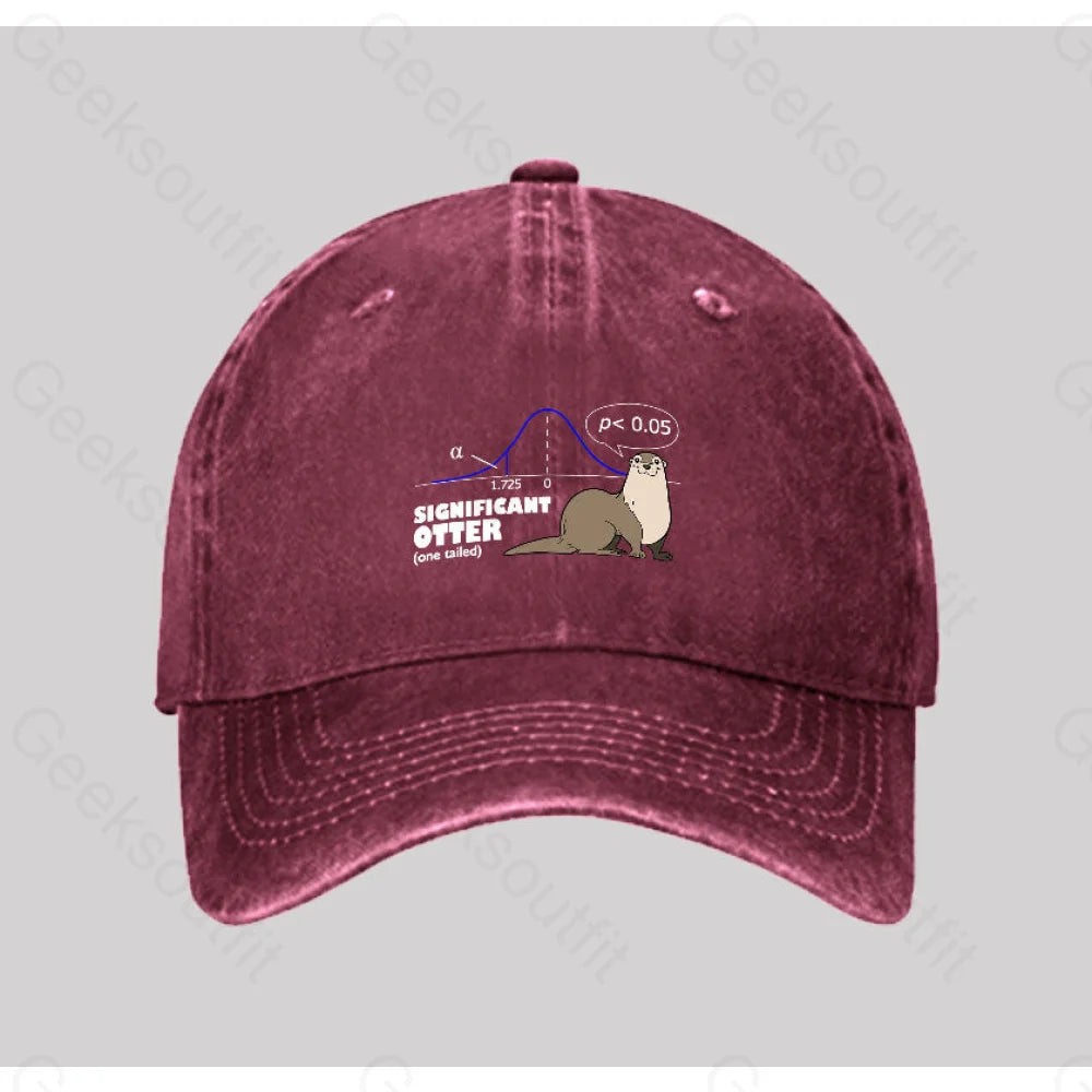 Significant Otter Washed Vintage Baseball Cap Red