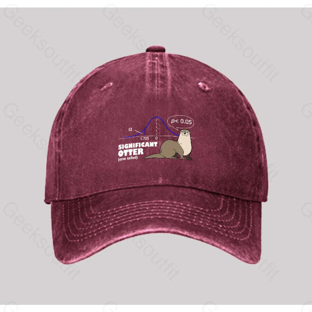 Significant Otter Washed Vintage Baseball Cap Red