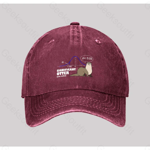 Significant Otter Washed Vintage Baseball Cap Red