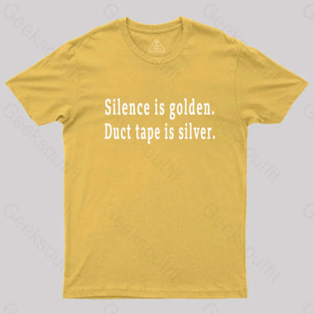 Silence And Duct Tape Geek T-Shirt Yellow / S