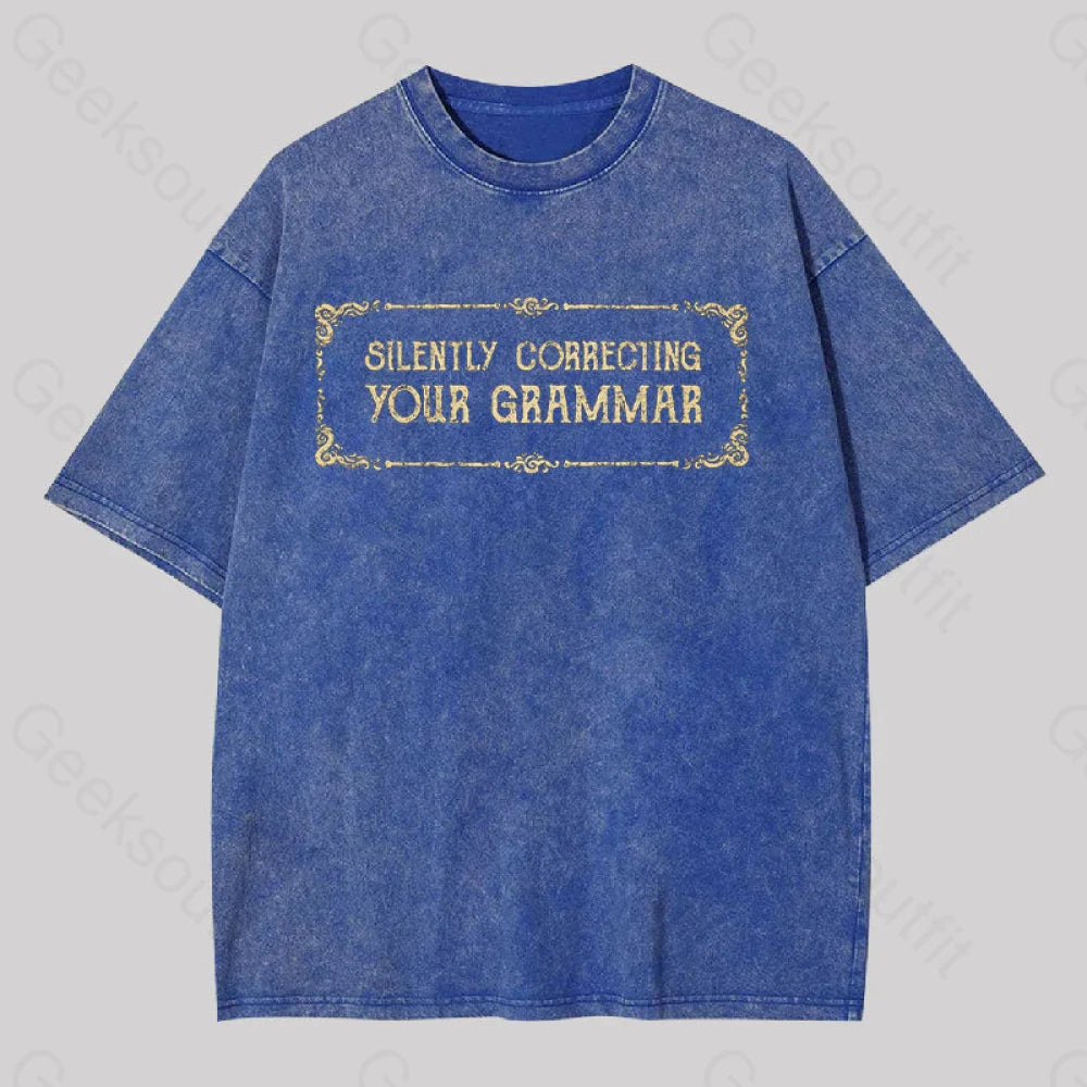Silent Correction Geek Washed T-Shirt Blue / S