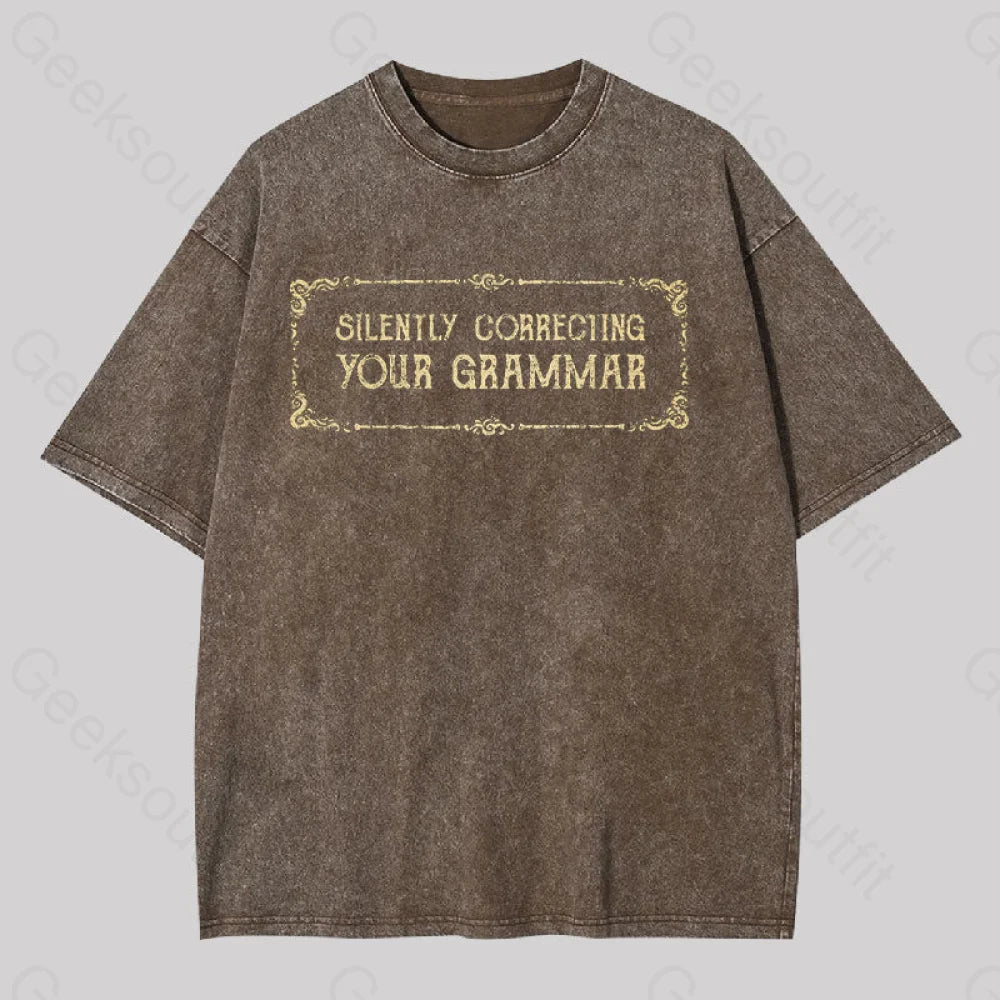 Silent Correction Geek Washed T-Shirt Coffee / S