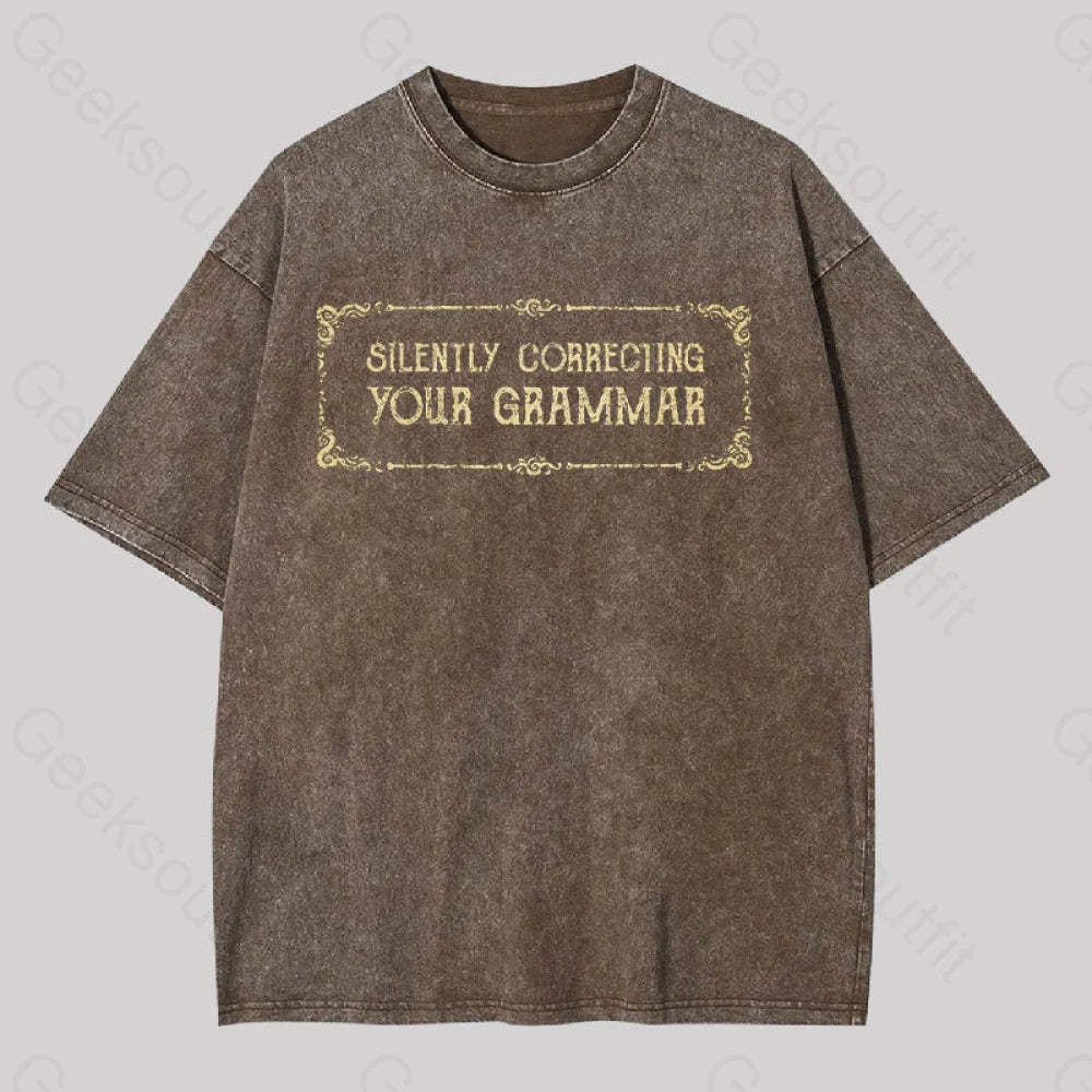Silent Correction Geek Washed T-Shirt Coffee / S