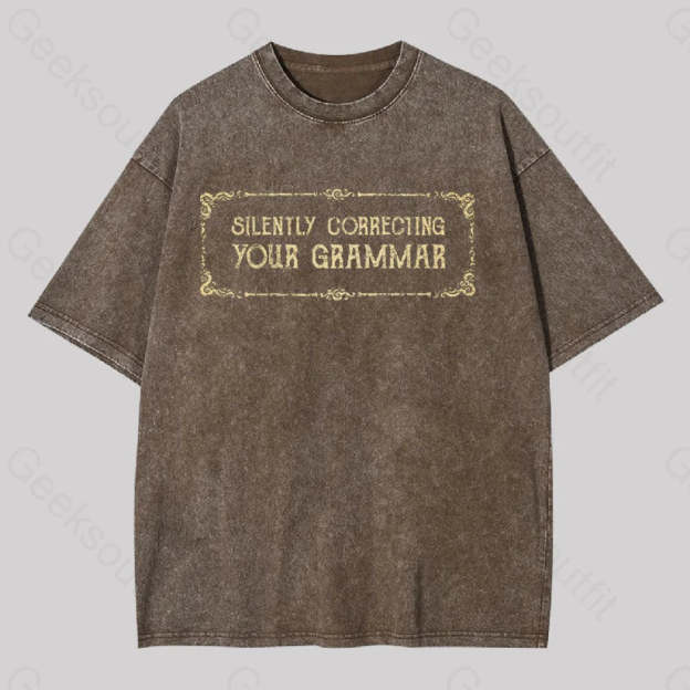 Silent Correction Geek Washed T-Shirt Coffee / S