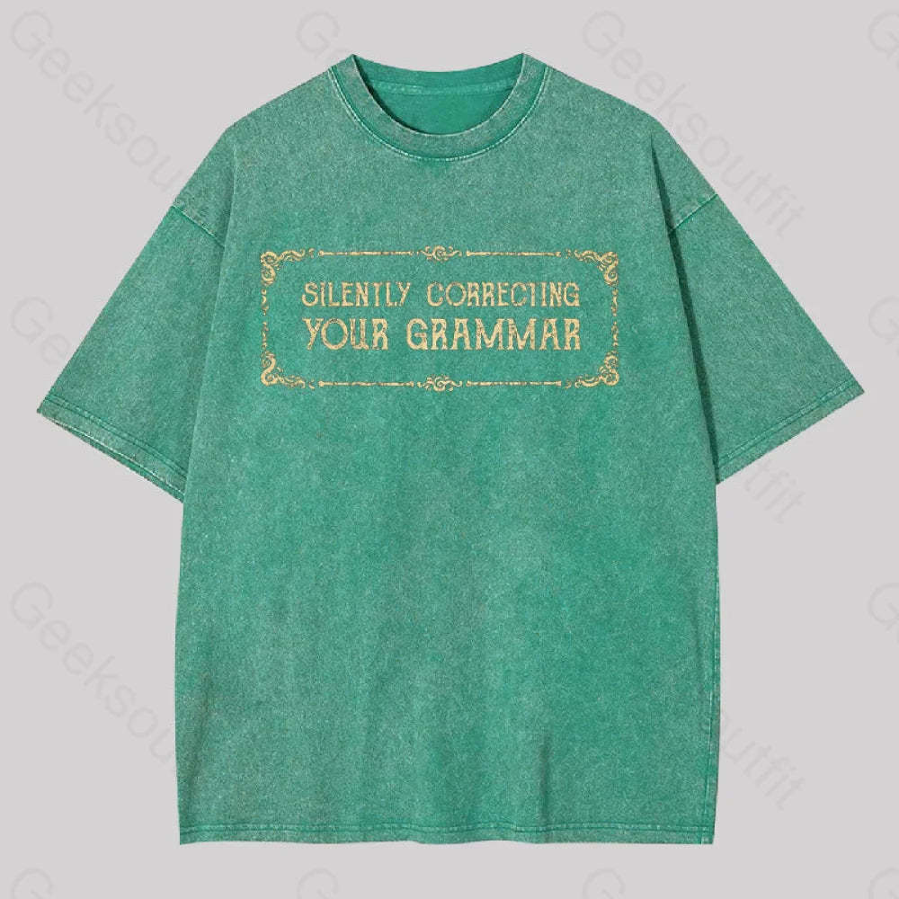Silent Correction Geek Washed T-Shirt Grass Green / S
