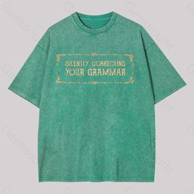 Silent Correction Geek Washed T-Shirt Grass Green / S