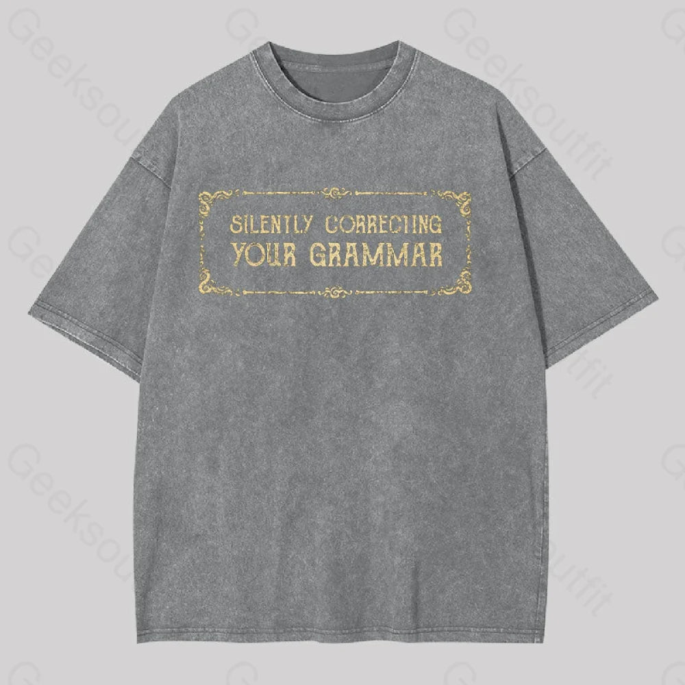 Silent Correction Geek Washed T-Shirt Grey / S