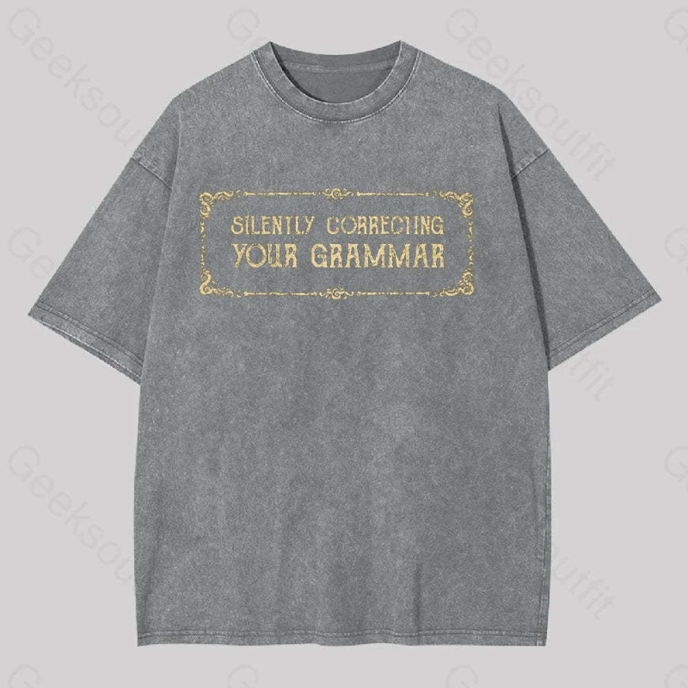 Silent Correction Geek Washed T-Shirt Grey / S