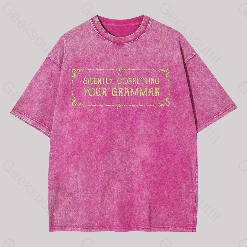 Silent Correction Geek Washed T-Shirt Rose Red / S