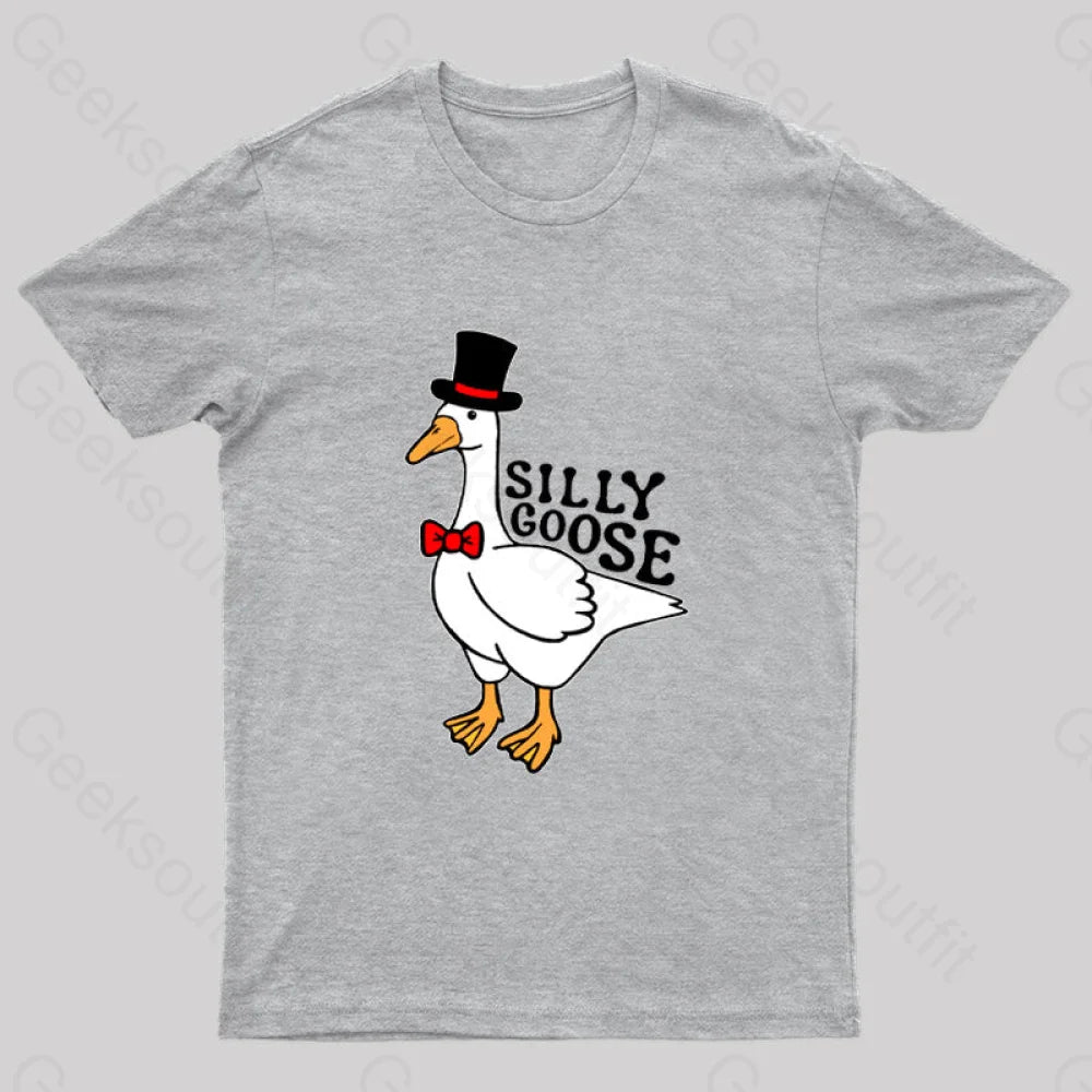 Silly Goose With Top Hat T-Shirt Grey / S