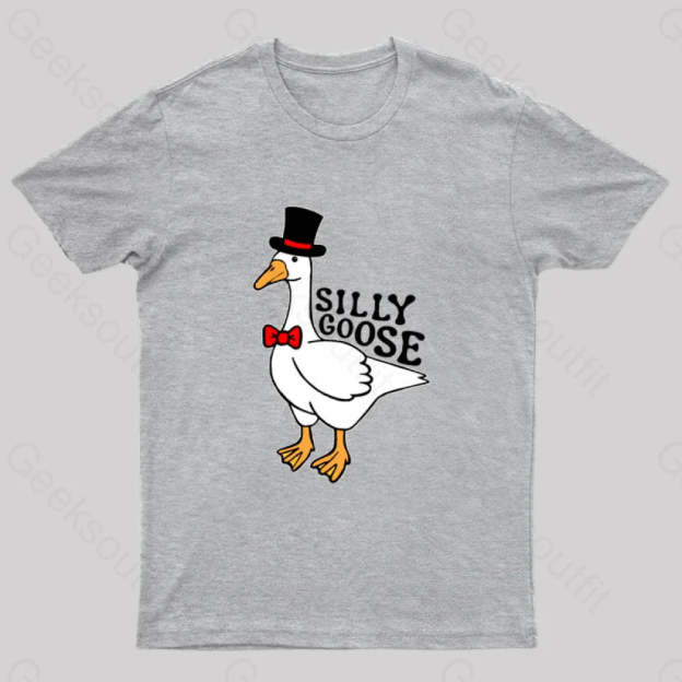 Silly Goose With Top Hat T-Shirt Grey / S
