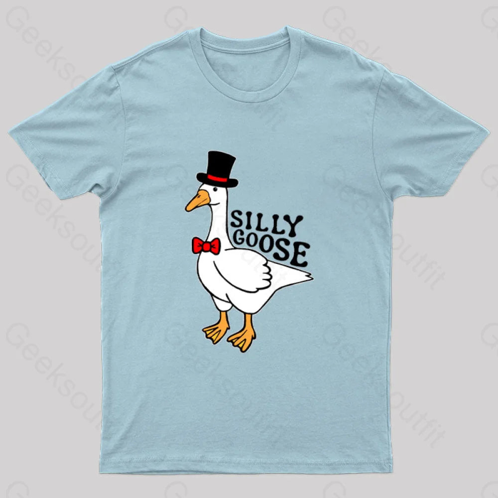 Silly Goose With Top Hat T-Shirt Light Blue / S