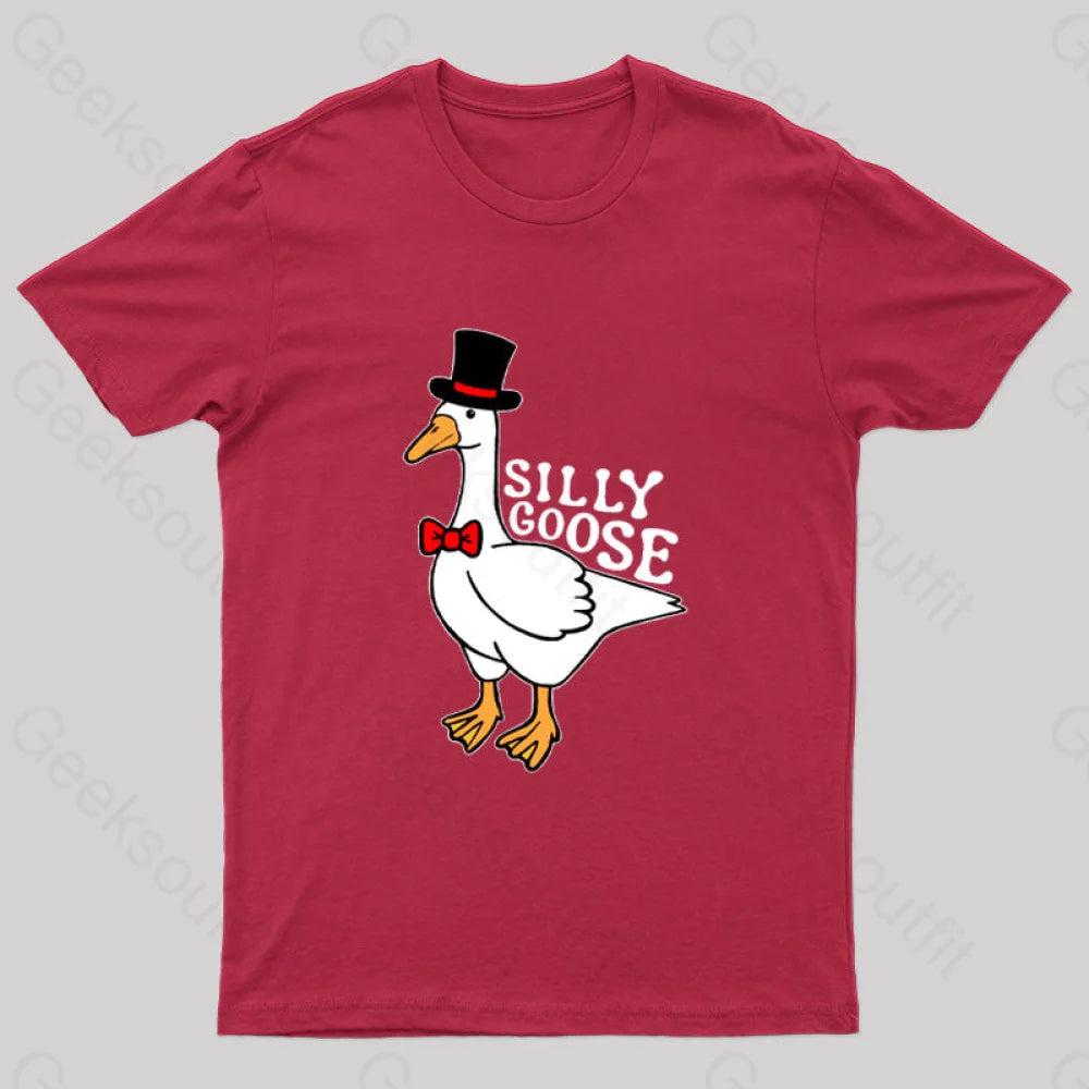 Silly Goose With Top Hat T-Shirt Red / S