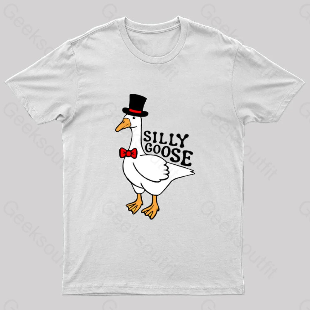 Silly Goose With Top Hat T-Shirt White / S