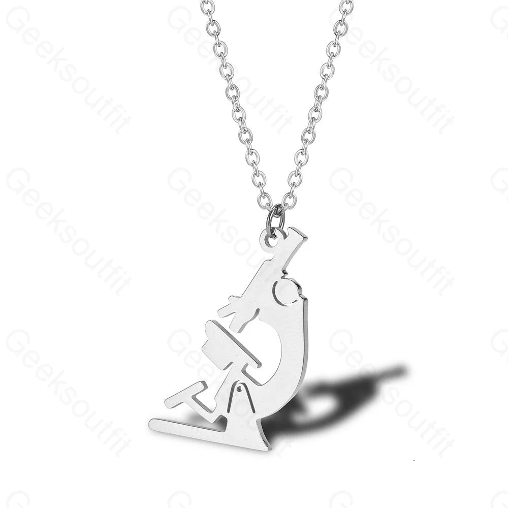 Simple Microscope Necklace Silver