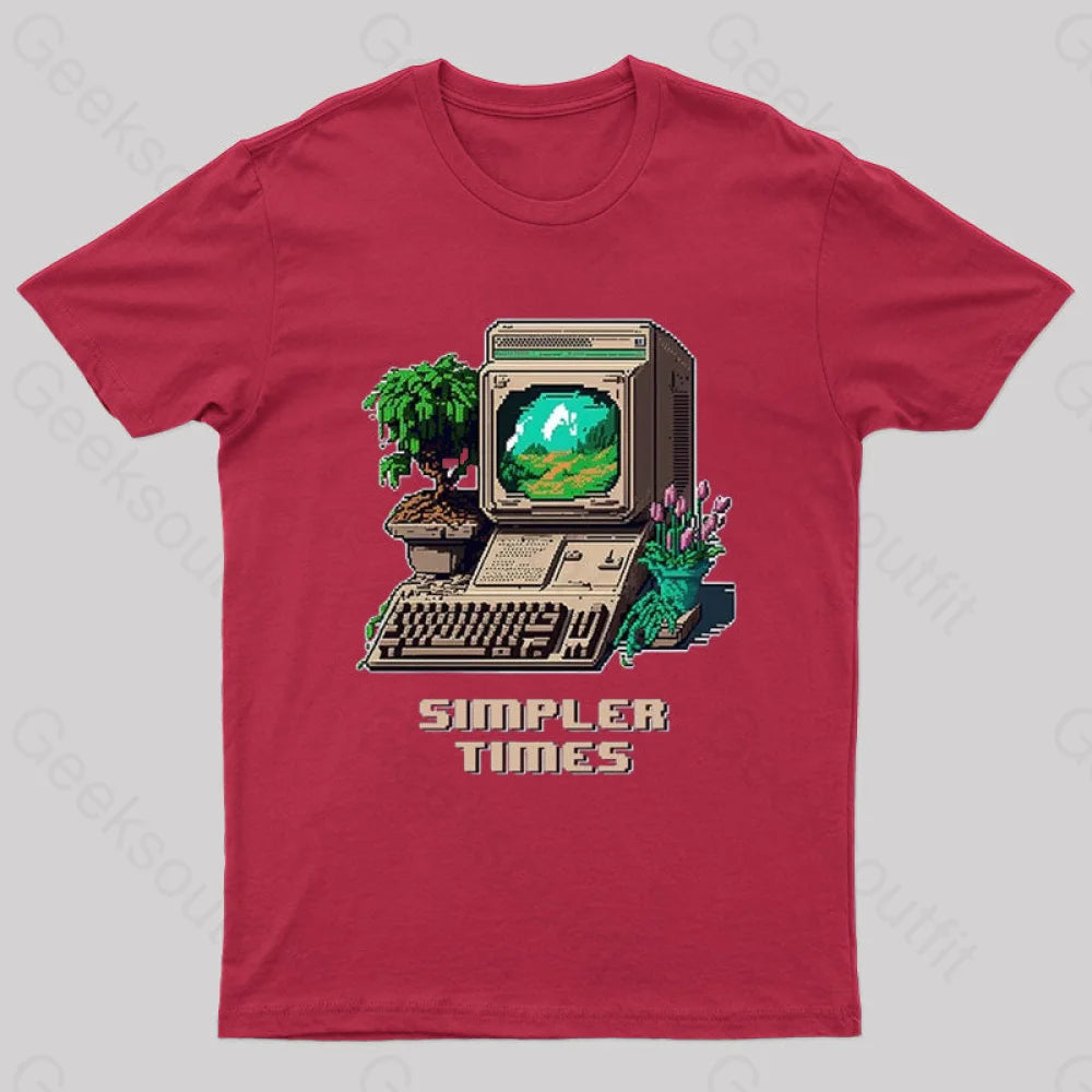 Simpler Times Geek T-Shirt Red / S