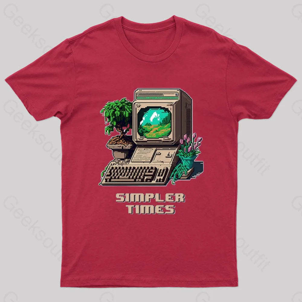 Simpler Times Geek T-Shirt Red / S