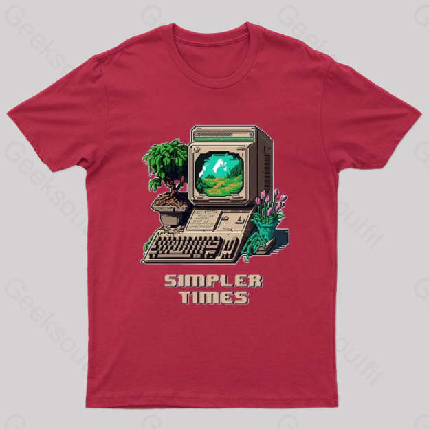 Simpler Times Geek T-Shirt Red / S