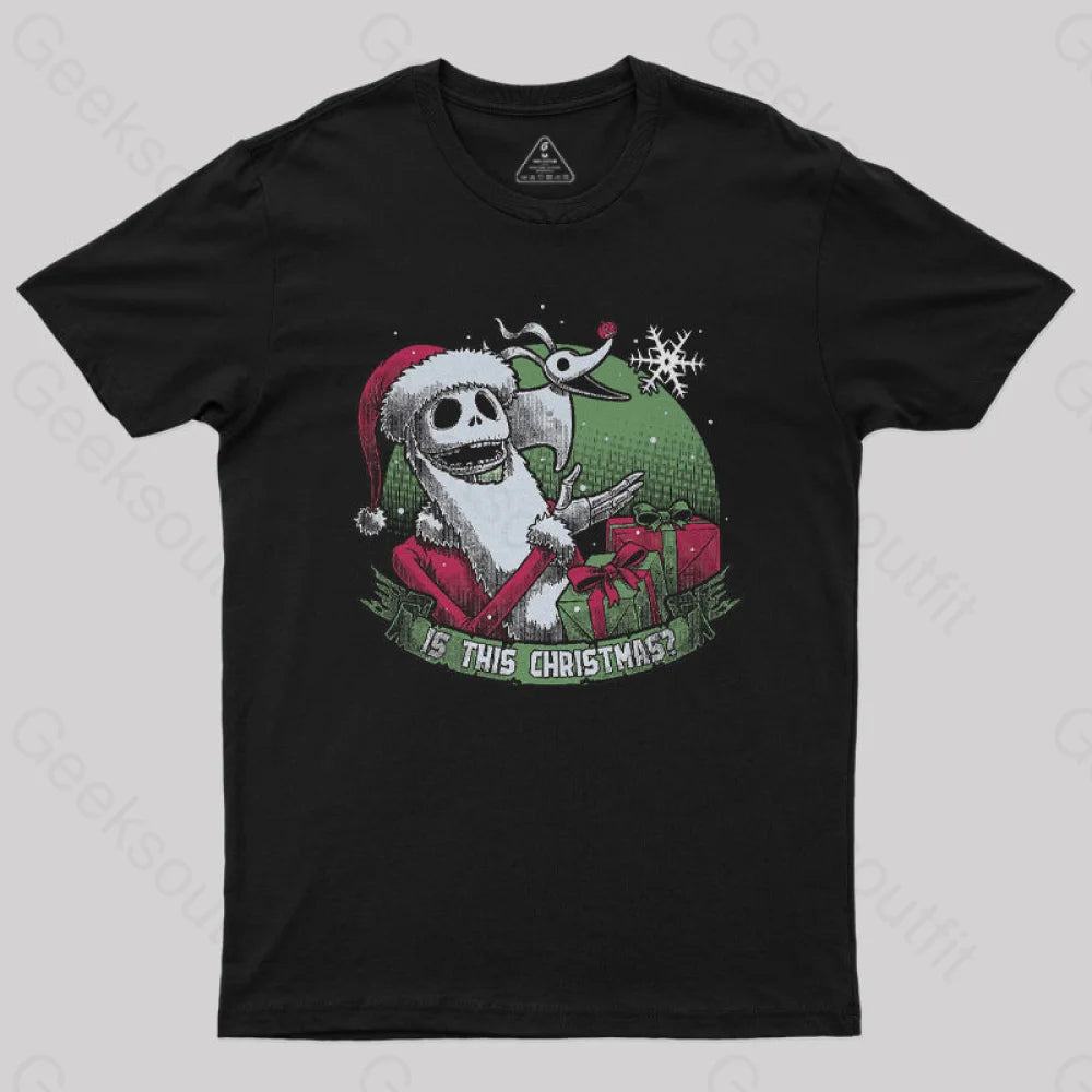 Skeleton Christmas Halloween Geek T-Shirt Black / S