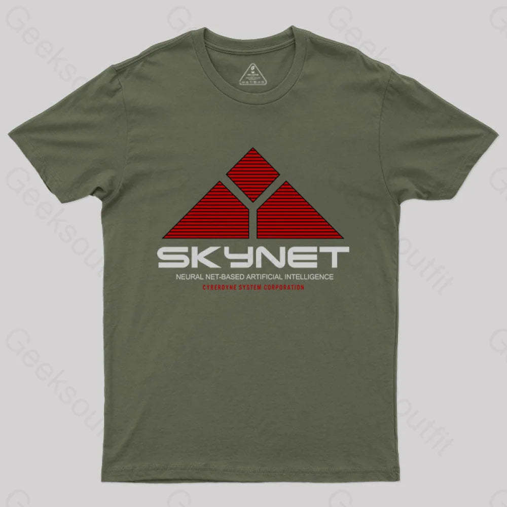 Skynet Neural Net Based Artificial Intelligence T-Shirt Army Green / S