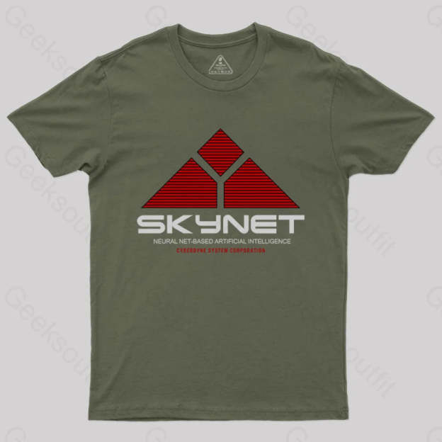 Skynet Neural Net Based Artificial Intelligence T-Shirt Army Green / S