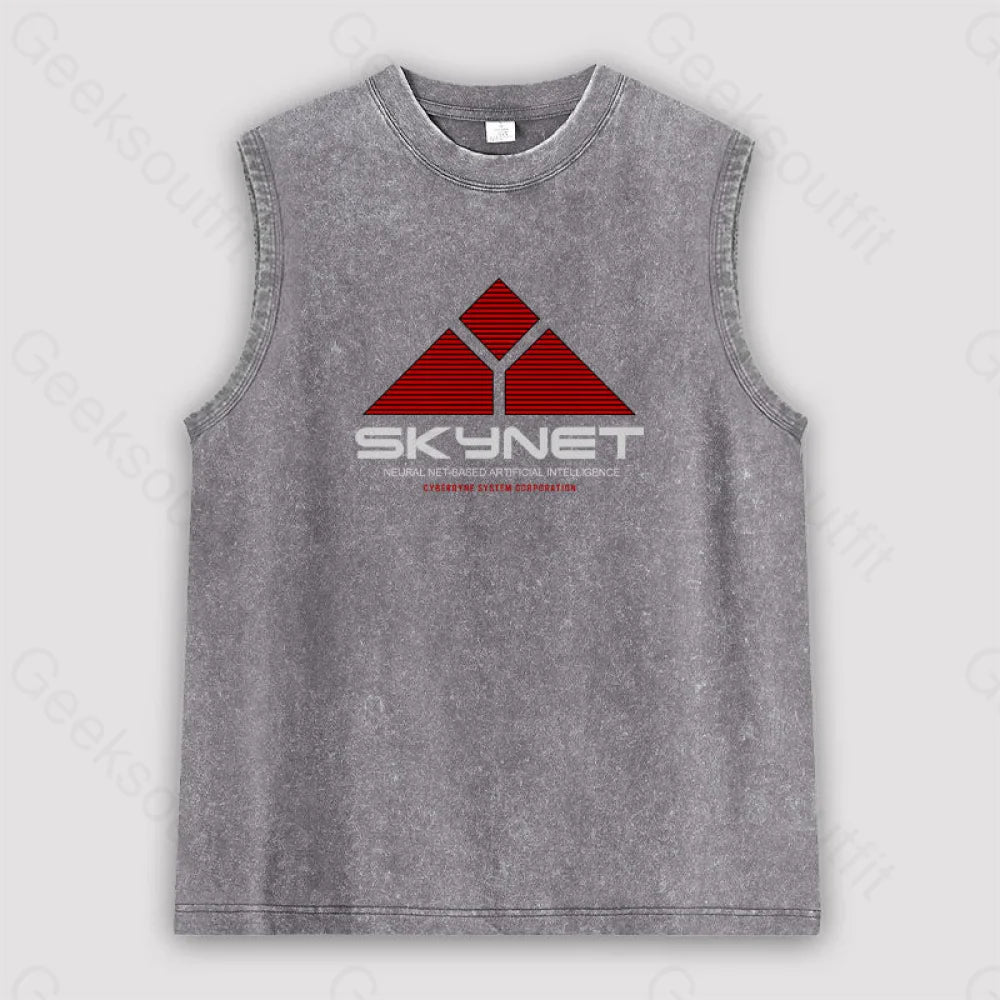 Skynet Neural Net Based Artificial Intelligence Unisex Washed Tank Grey / S